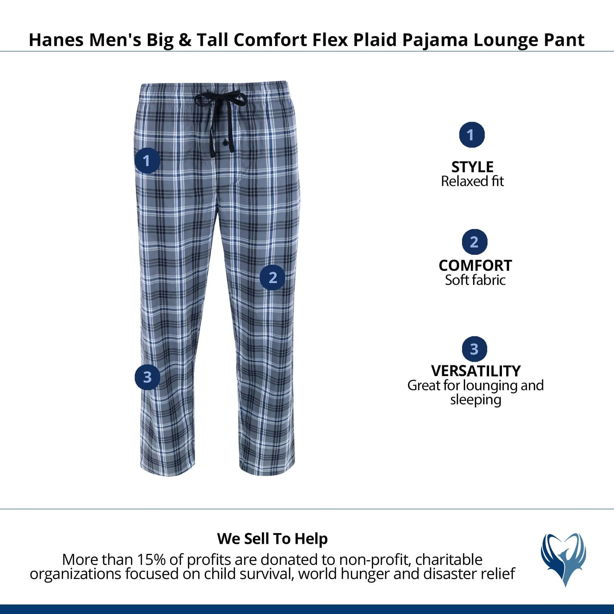 Hanes Men's Big & Tall Comfort Flex Plaid Pajama Lounge Pant