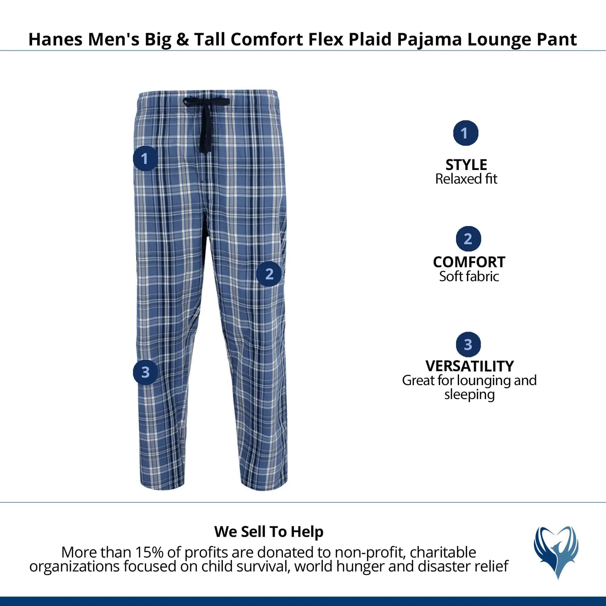 Hanes Men's Big & Tall Comfort Flex Plaid Pajama Lounge Pant