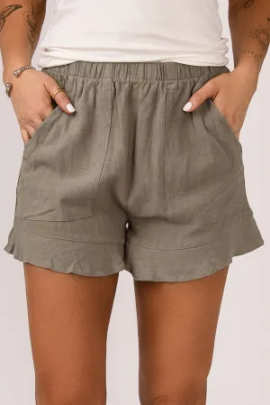 High Waist Pocketed Ruffle Shorts by Poppy Lee Lane