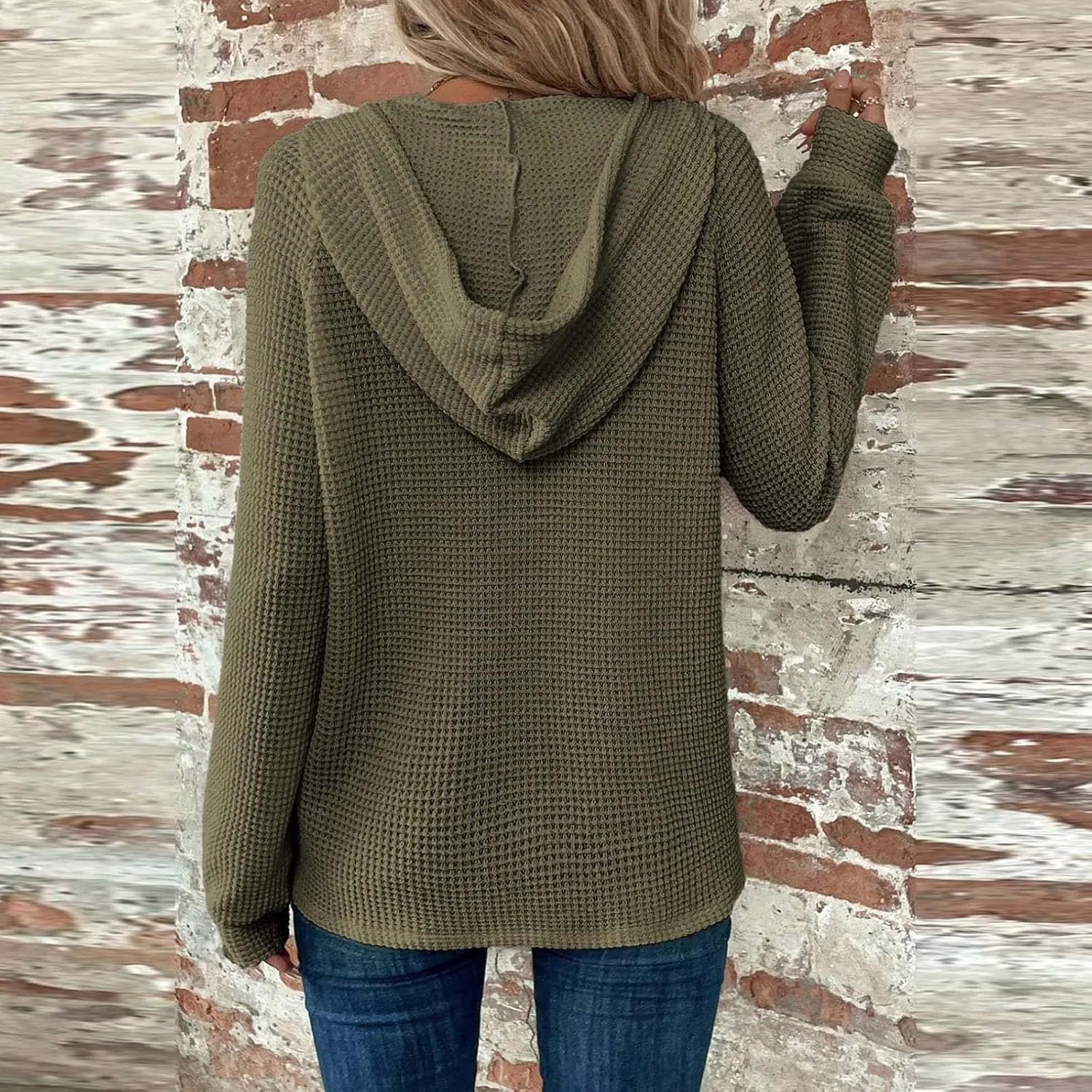 Hoodies For Women, Trendy V Neck Drawstring Long Sleeve Sweatshirts With Hood Comfy Streetwear Fall Pullover Tops
