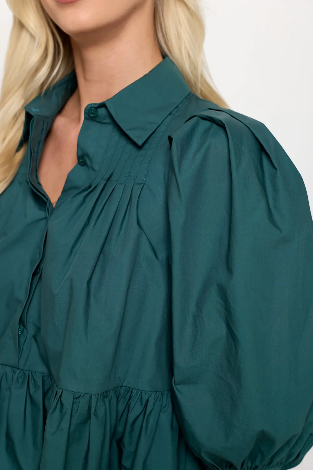 Hunter Green Poplin Blouse