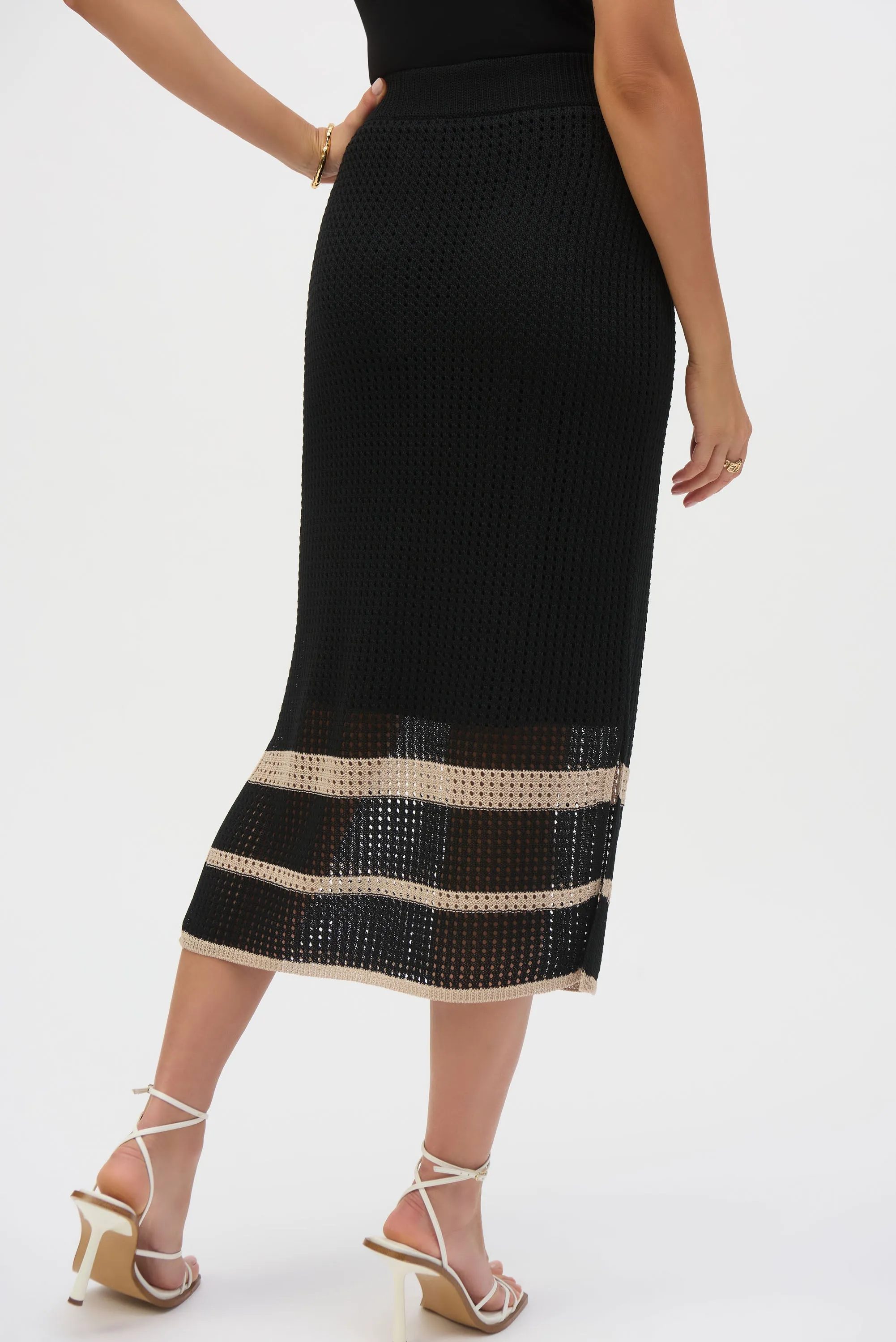Joseph Ribkoff Knit Open Stitch Stripe Skirt
