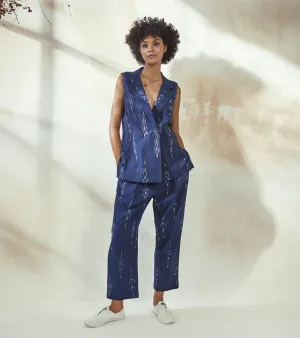Khara Kapas  I  Boston Marine Blue Ikkat Co-ord Set