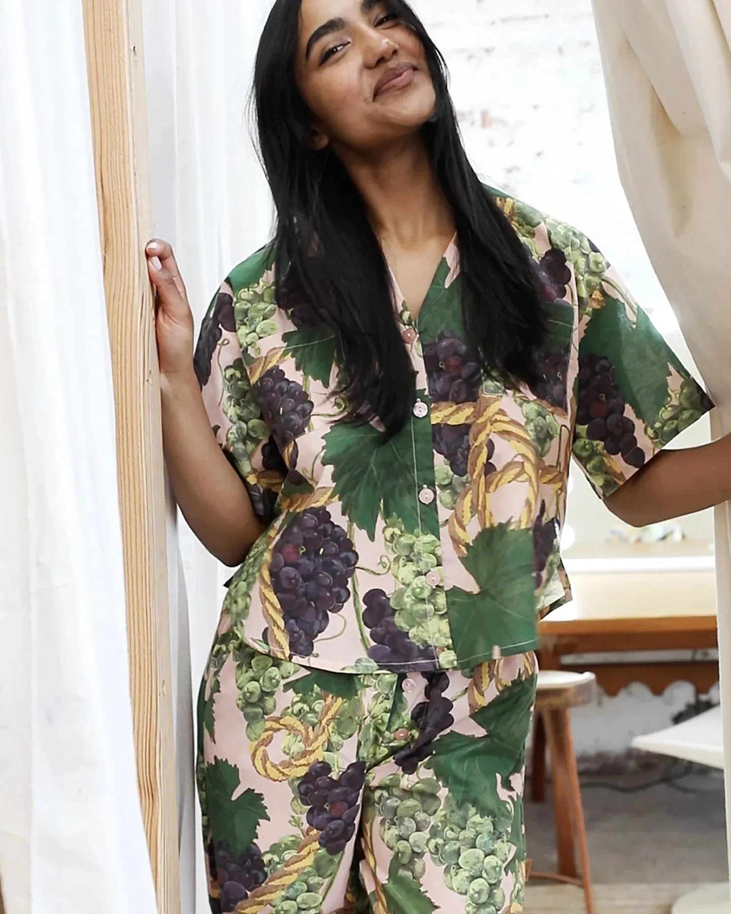 Kip & Co The Vine Organic Cotton Short Sleeve Shirt & Pant Pyjama Set