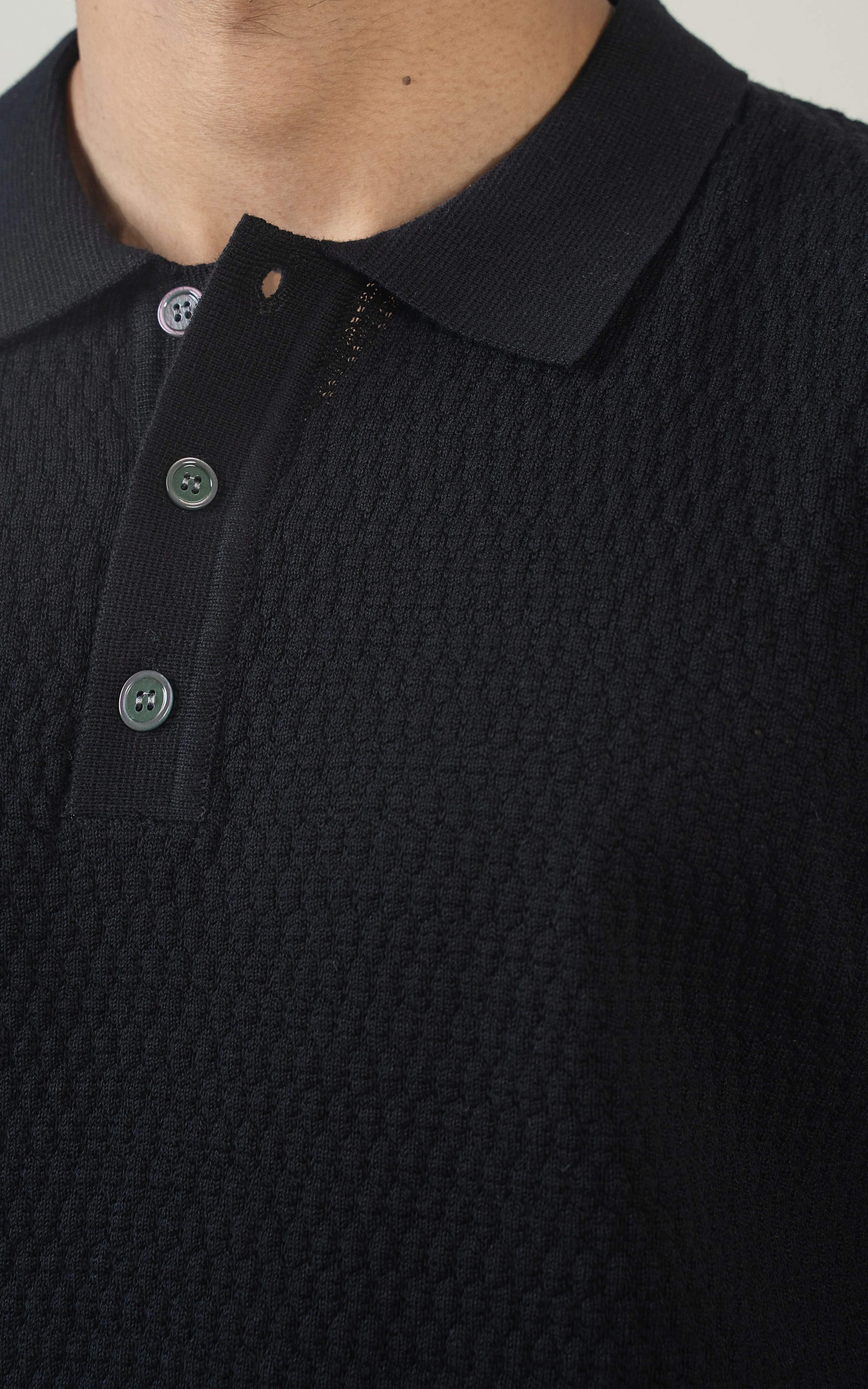 KNITTED POLO  BLACK