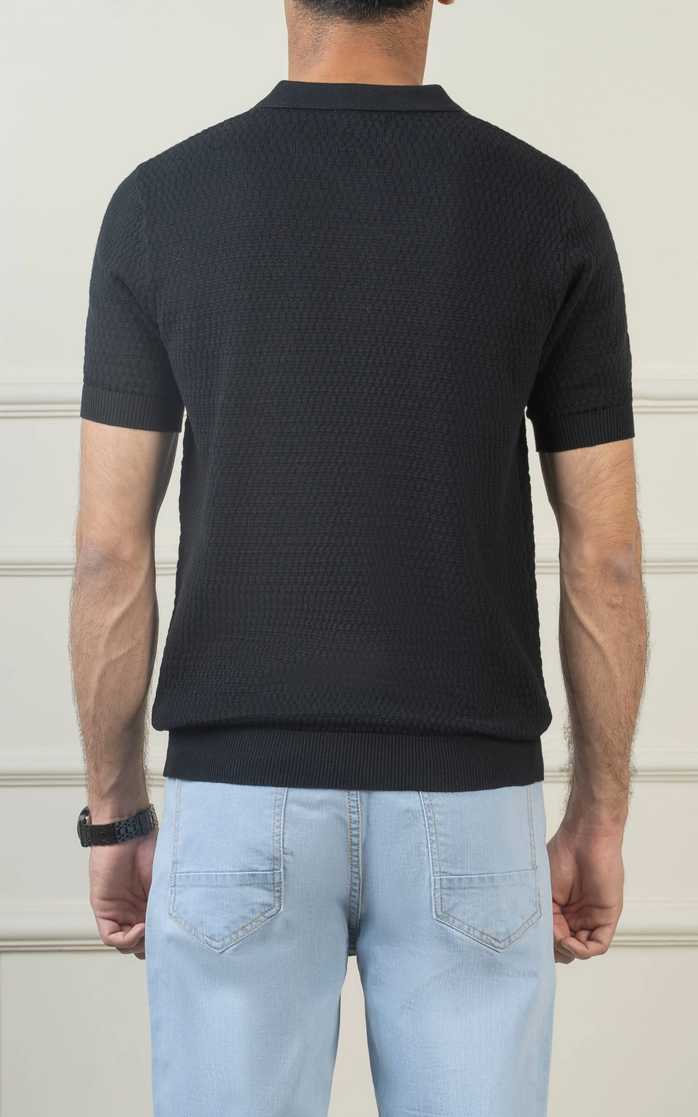 KNITTED POLO  BLACK