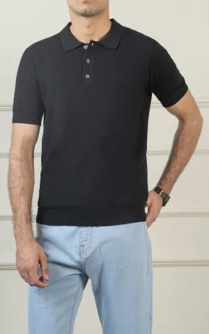 KNITTED POLO  BLACK