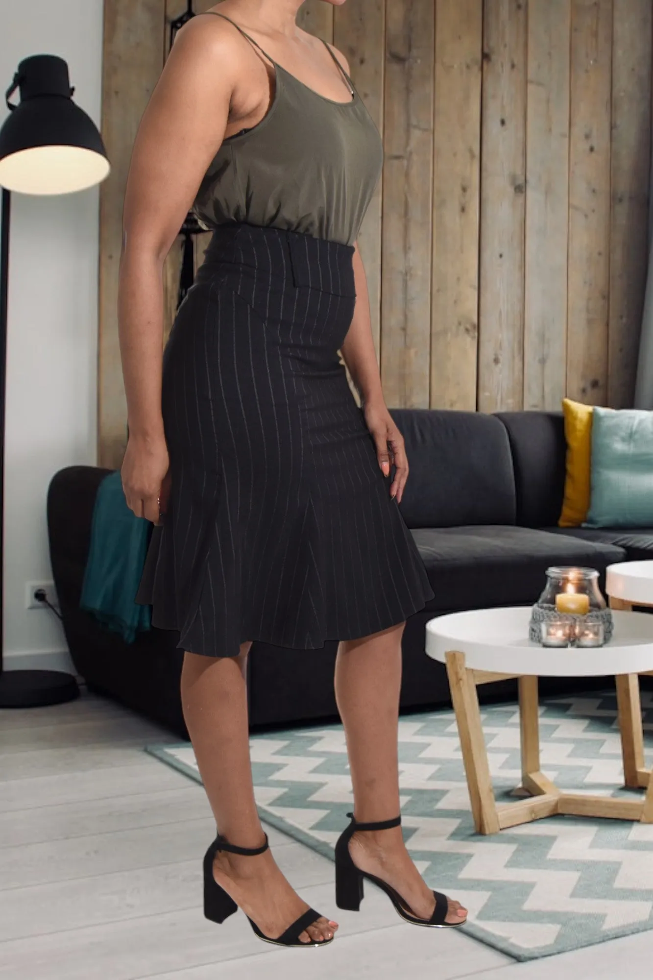 Ladies Striped Panel Skirt