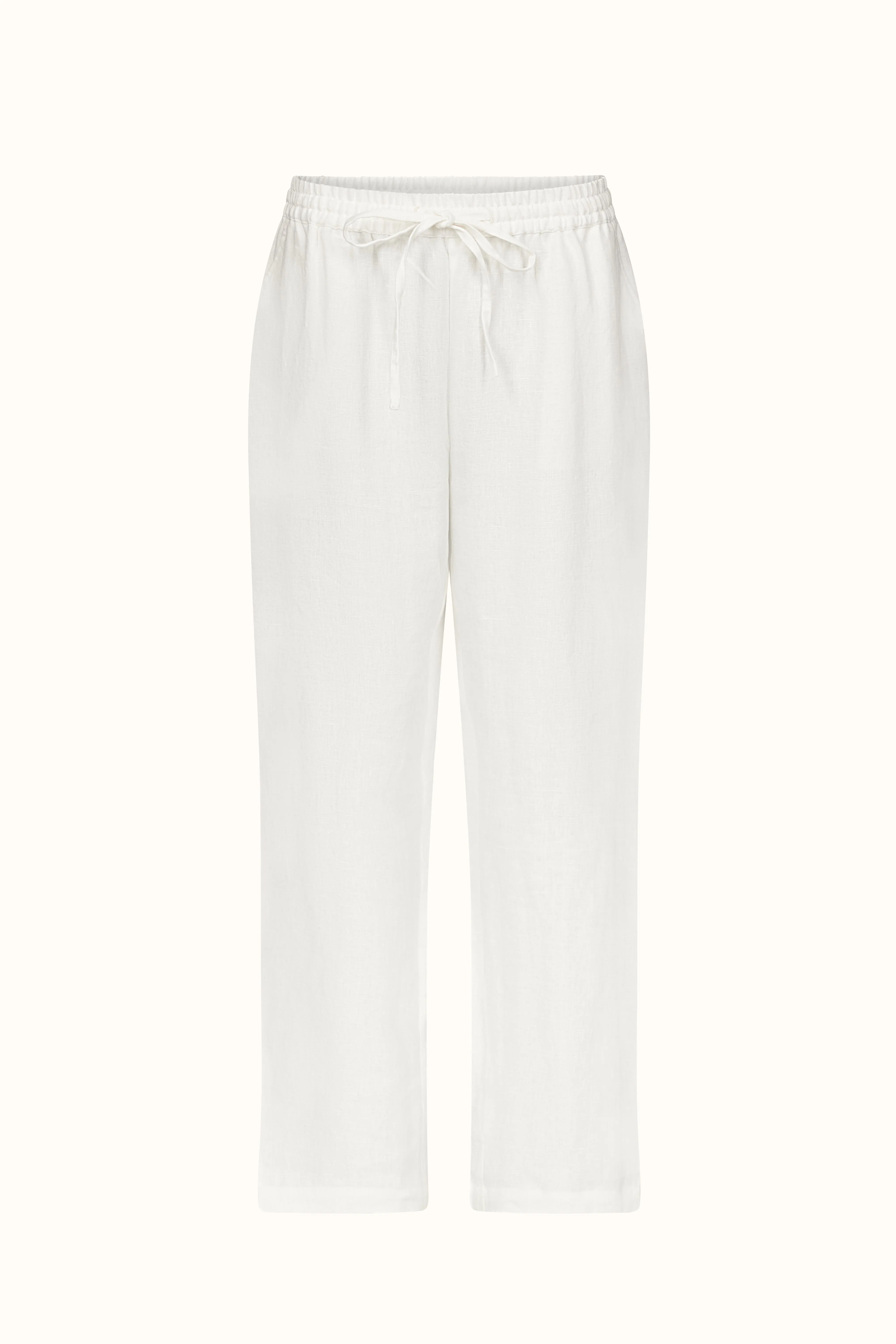 Lavinia ~ White Linen Pyjama Trousers