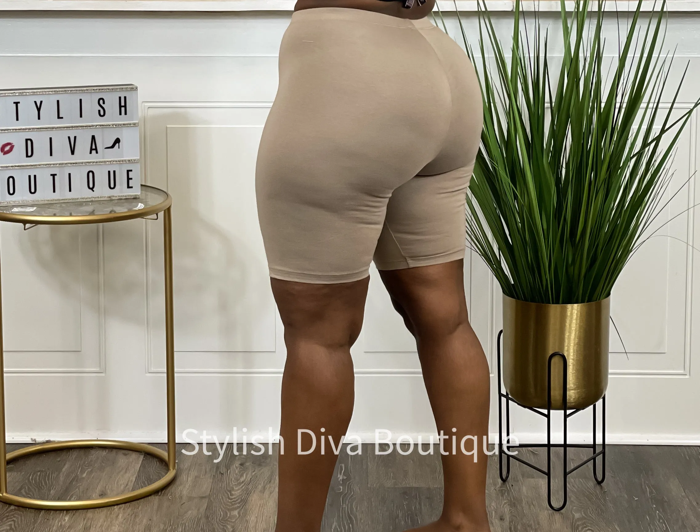Luxe Cotton Biker Shorts up to 3XL (Nude Brown)