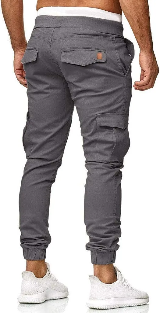 Mens Joggers Cargo Pants Men Fashion Pants Sweatpants Casual Work Chino Pants Drawstring Cargo Pants Hiking Outdoor Pants