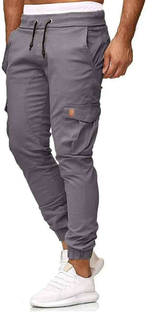 Mens Joggers Cargo Pants Men Fashion Pants Sweatpants Casual Work Chino Pants Drawstring Cargo Pants Hiking Outdoor Pants