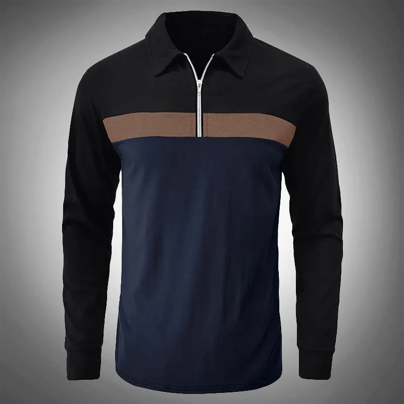 Men's Long-Sleeve Quarter-Zip Polo Shirt: Tailored Fit