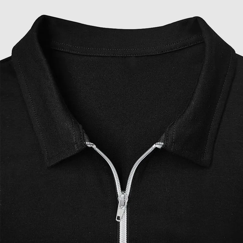 Men's Long-Sleeve Quarter-Zip Polo Shirt: Tailored Fit