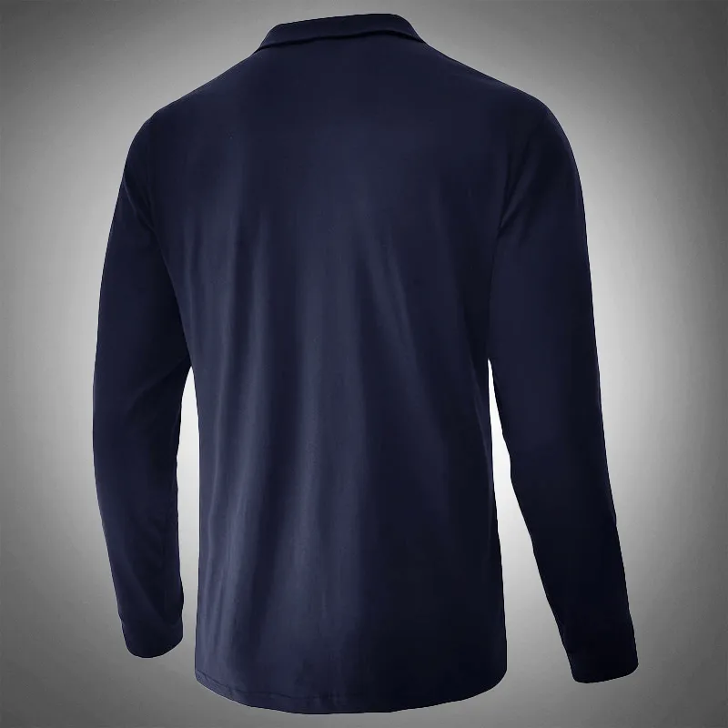 Men's Long-Sleeve Quarter-Zip Polo Shirt: Tailored Fit