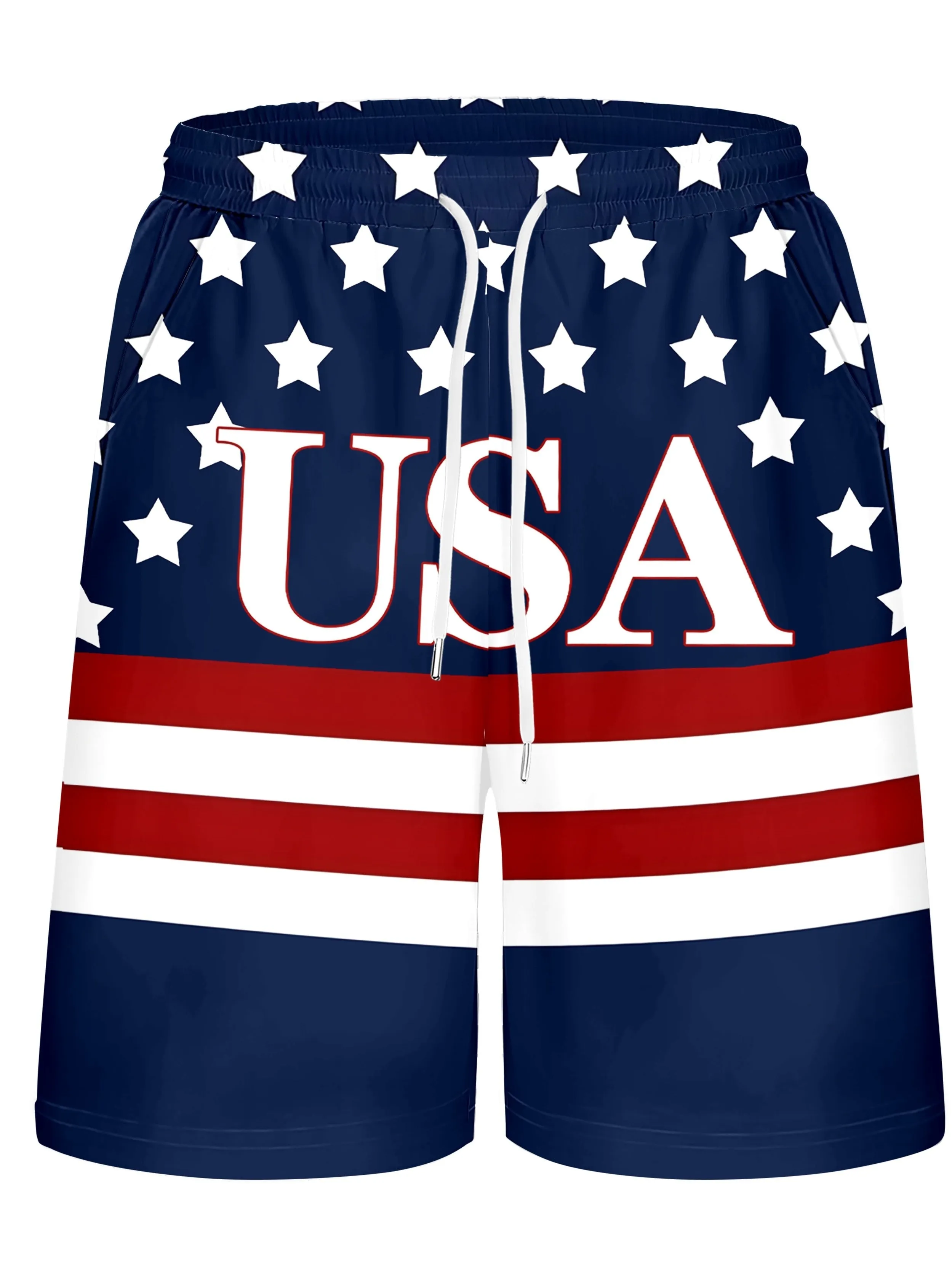 Mens QuickDry Alphabet Print Beach Shorts