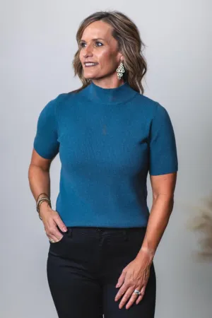 Mock Neck Short Sleeve Sweater