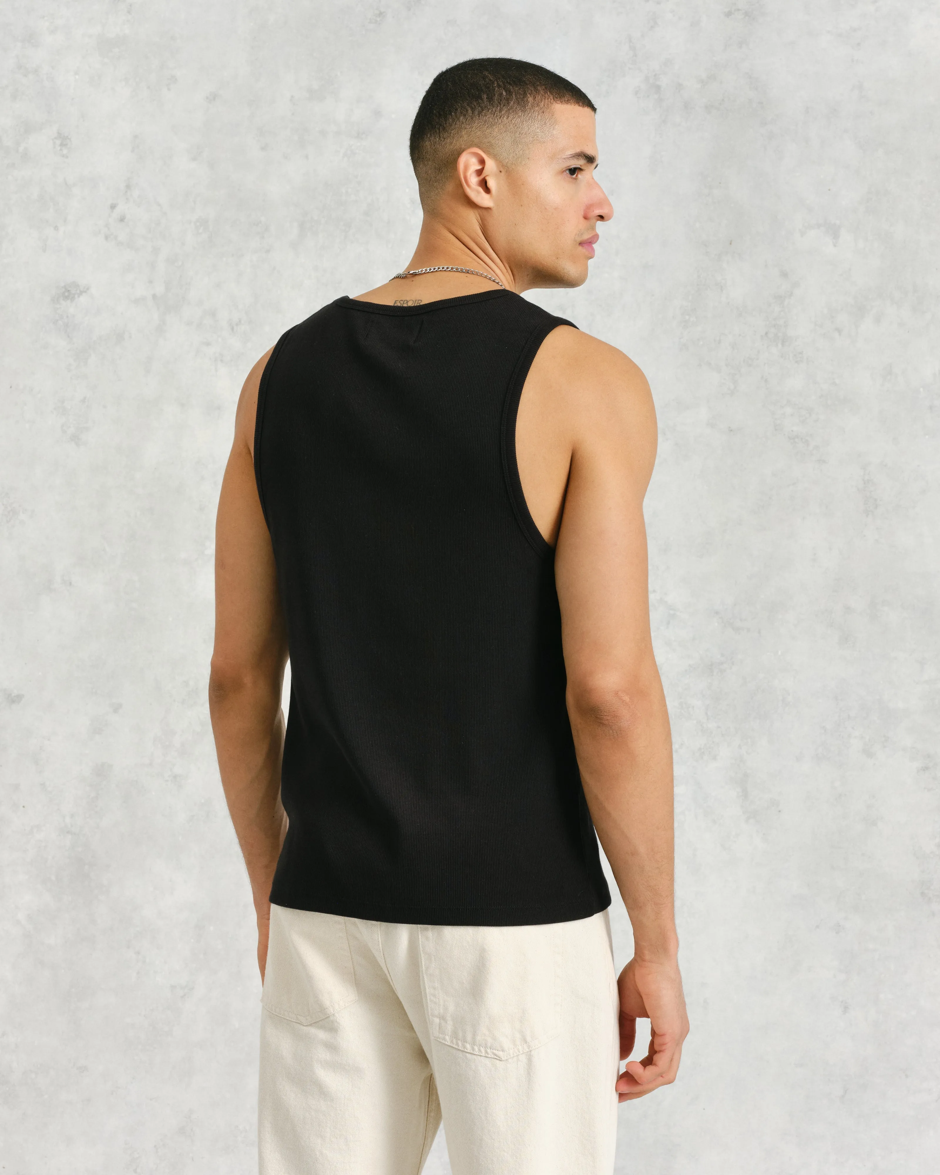 Montague - Black Ribbed Organic Cotton Vest