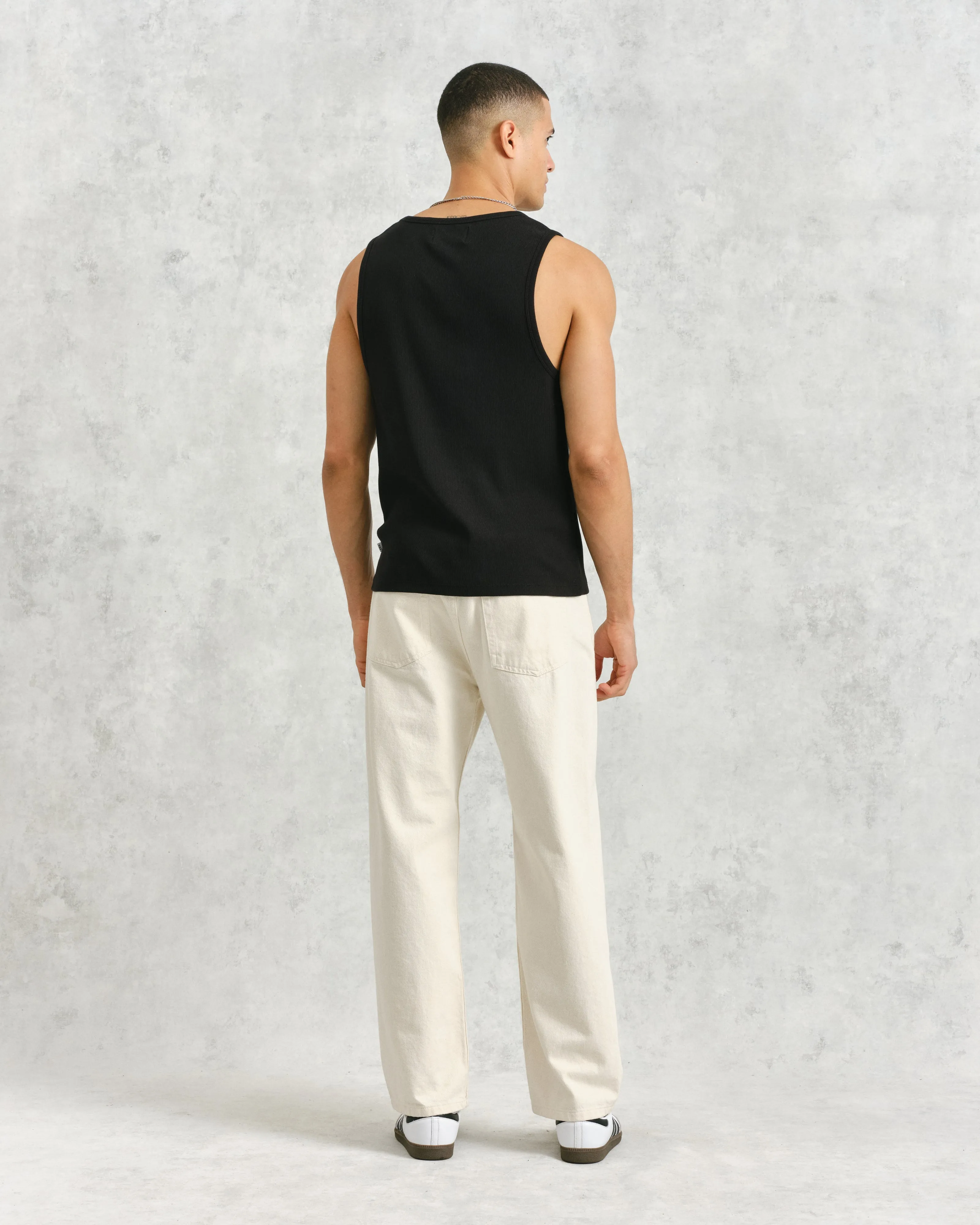 Montague - Black Ribbed Organic Cotton Vest