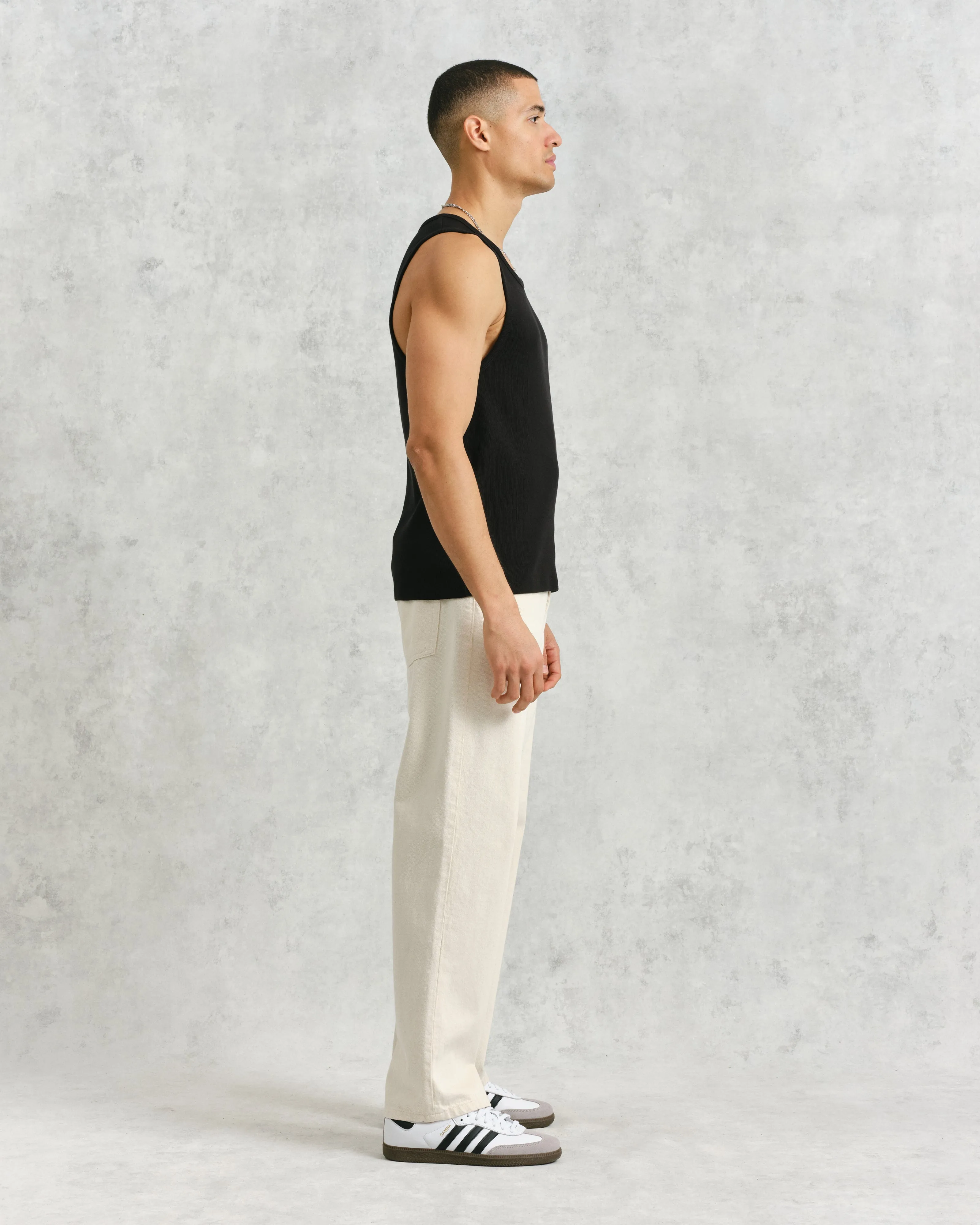 Montague - Black Ribbed Organic Cotton Vest