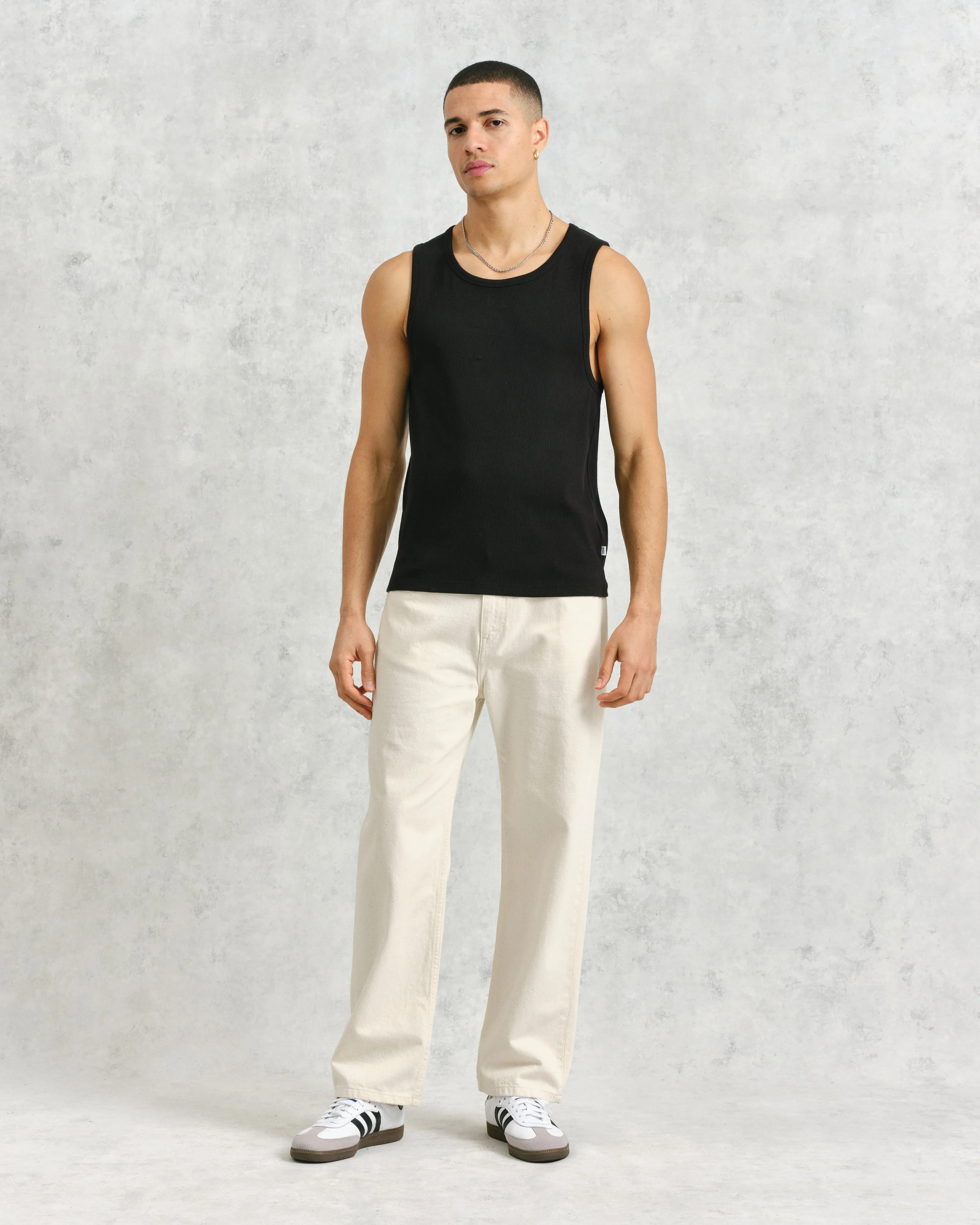 Montague - Black Ribbed Organic Cotton Vest