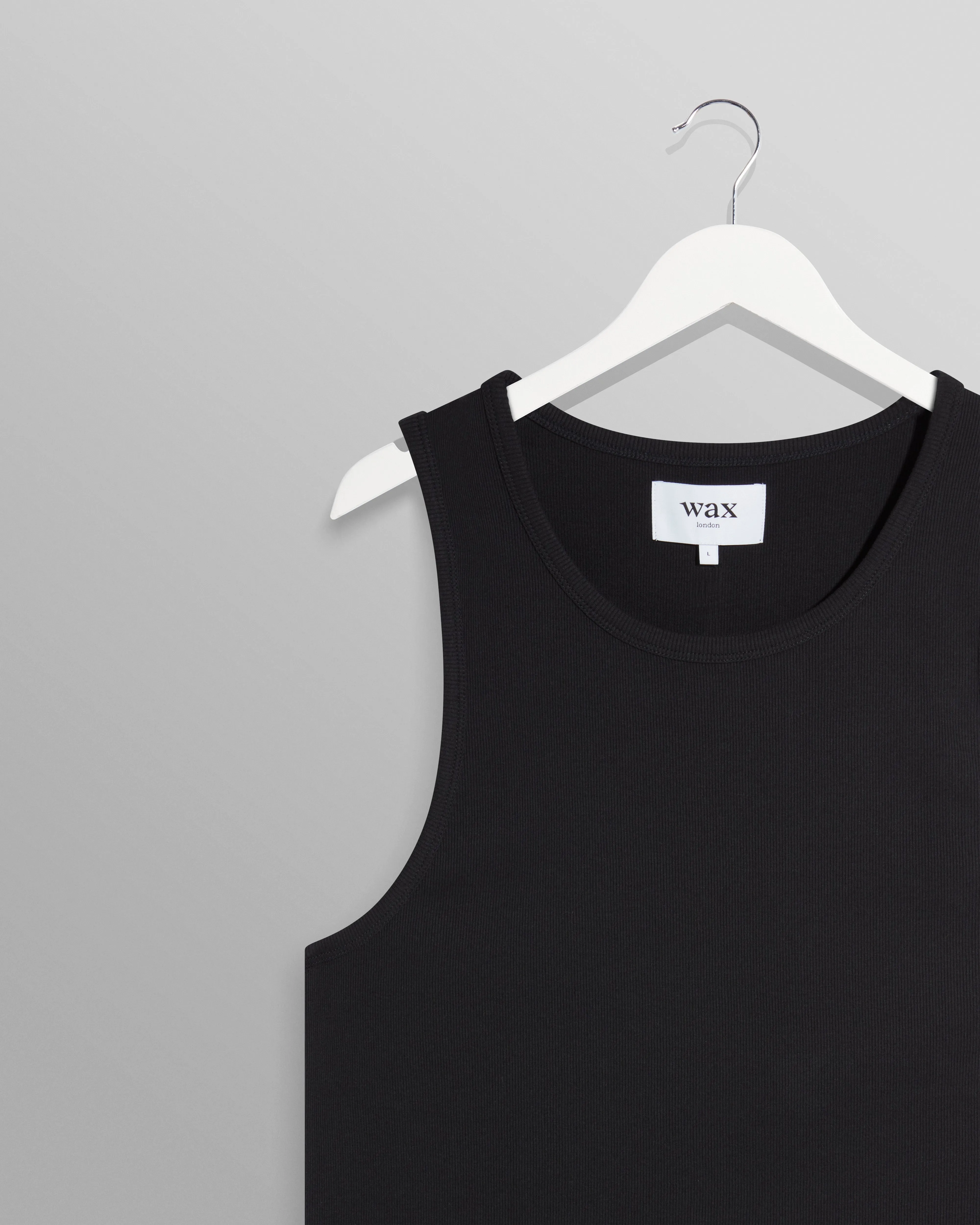 Montague - Black Ribbed Organic Cotton Vest