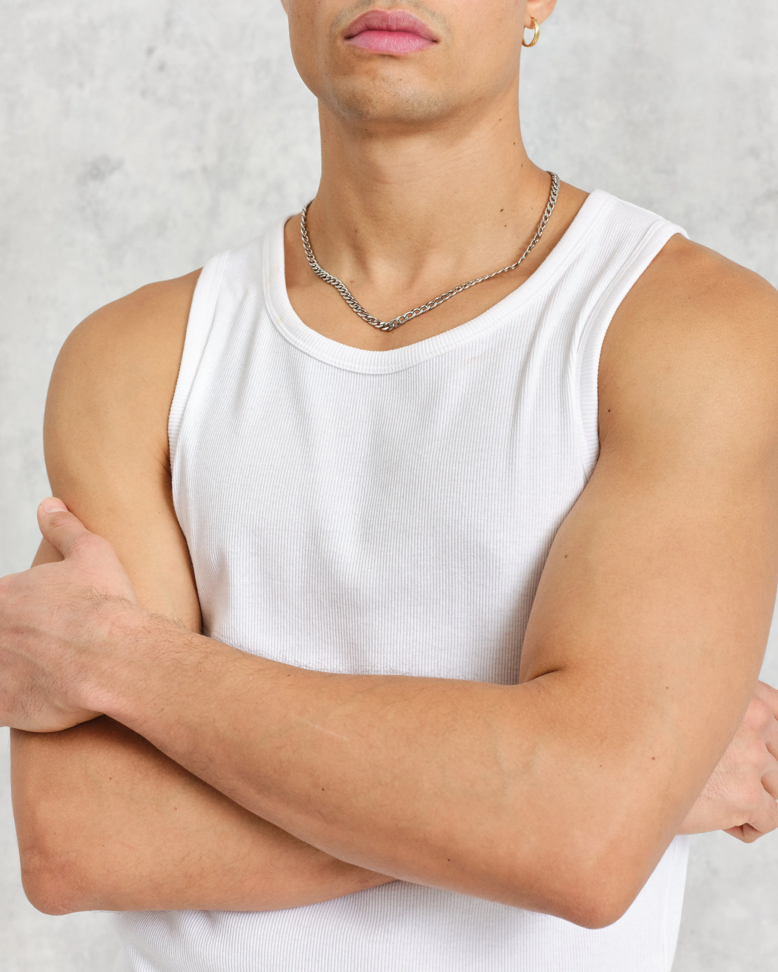 Montague - White Ribbed Organic Cotton Vest