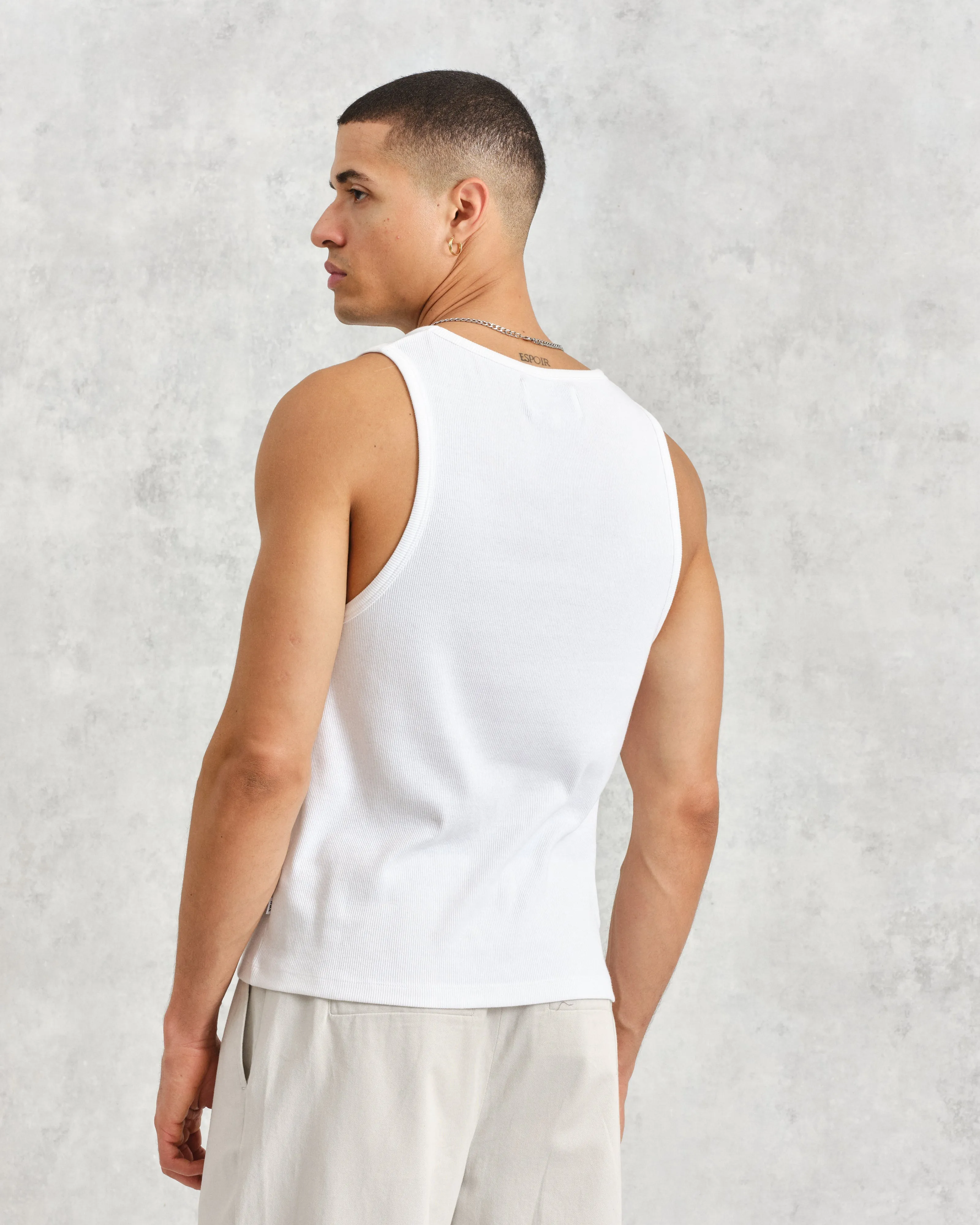 Montague - White Ribbed Organic Cotton Vest