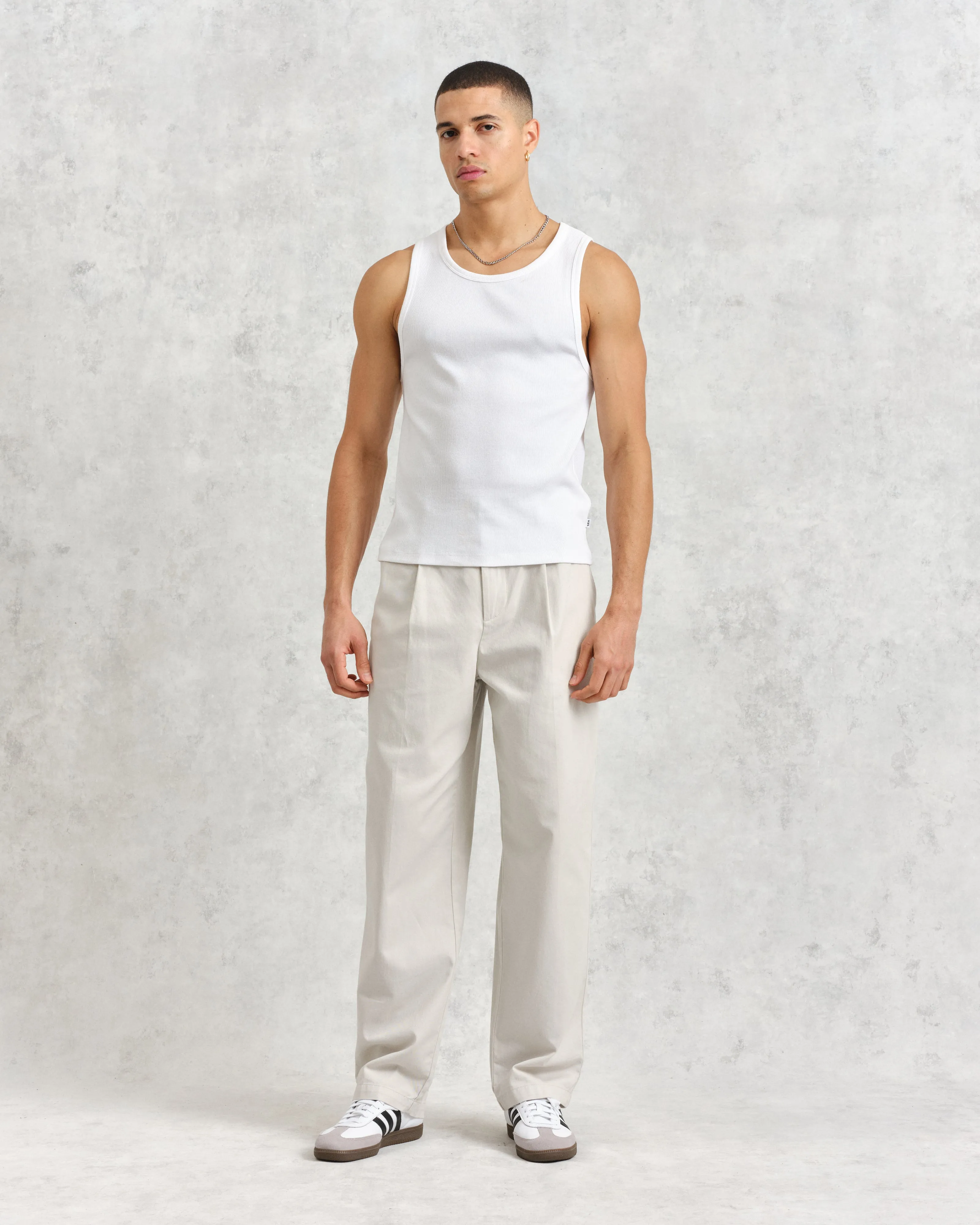 Montague - White Ribbed Organic Cotton Vest