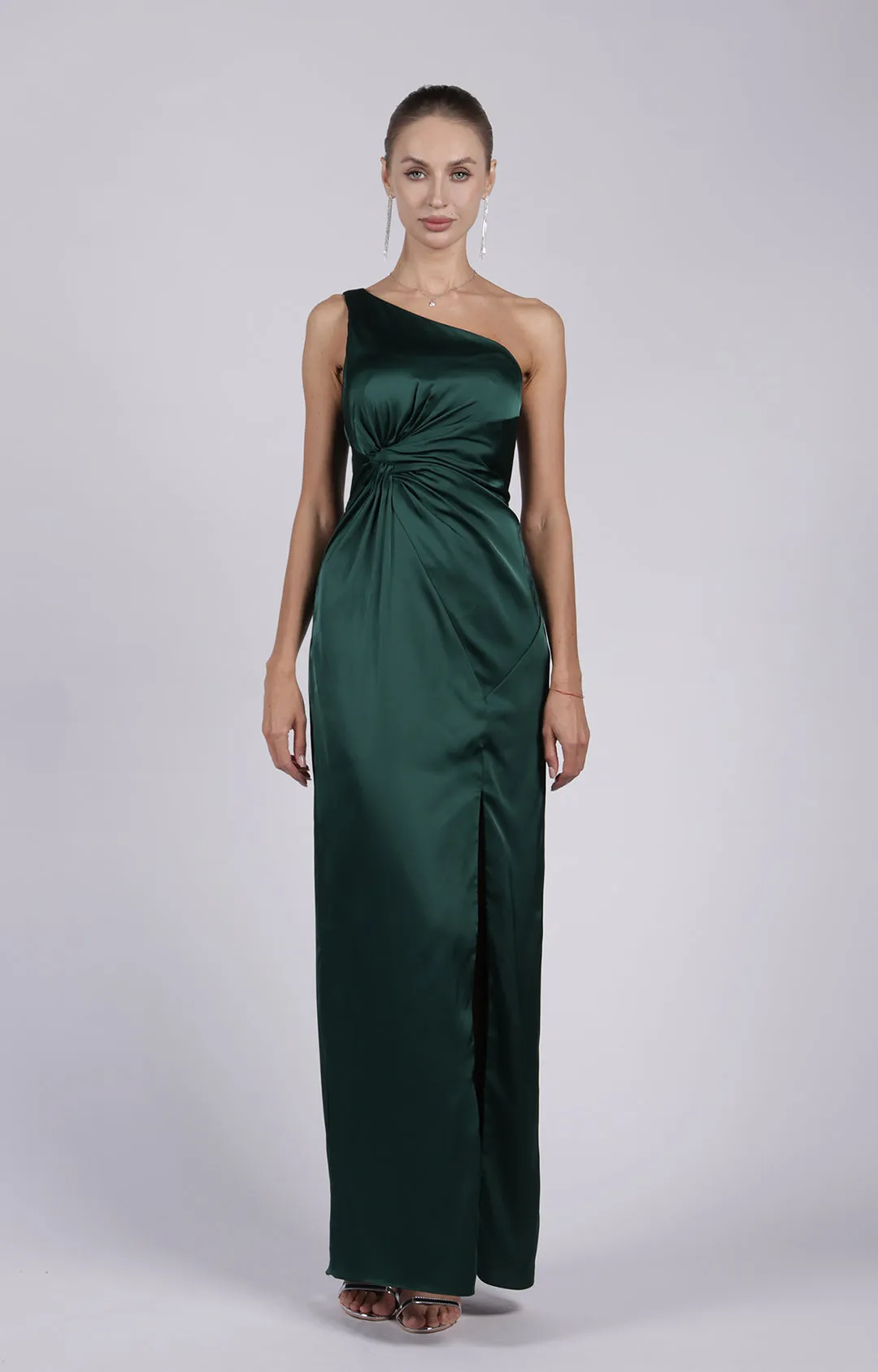 One-shoulder Twisted Split Sheath/Column Maxi Dress