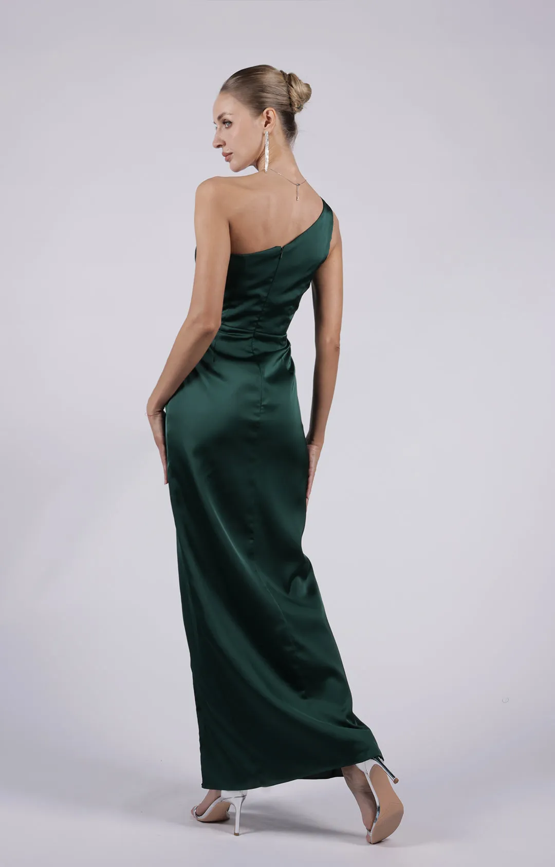 One-shoulder Twisted Split Sheath/Column Maxi Dress