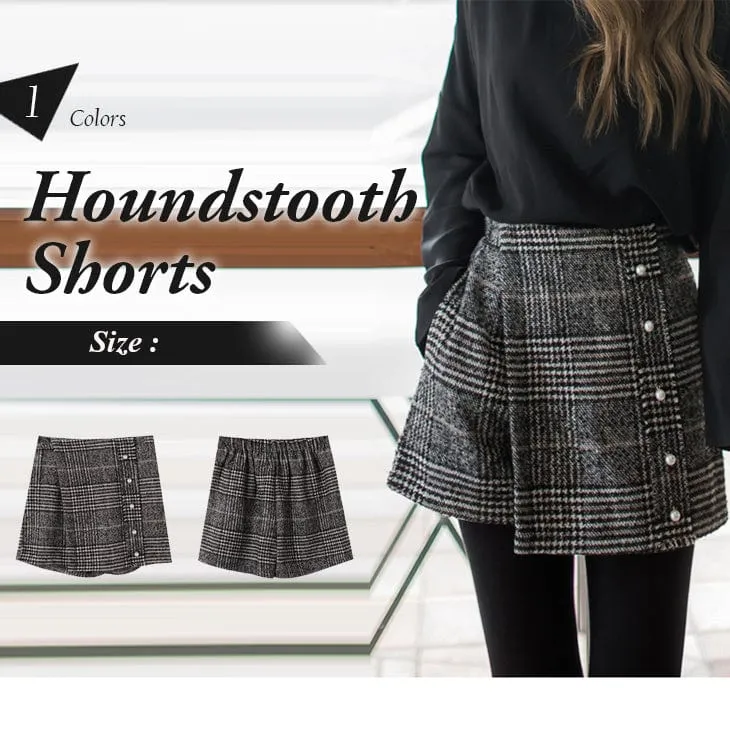 ORANGEBEAR PEARL STUDDED HOUNDSTOOTH SHORTS