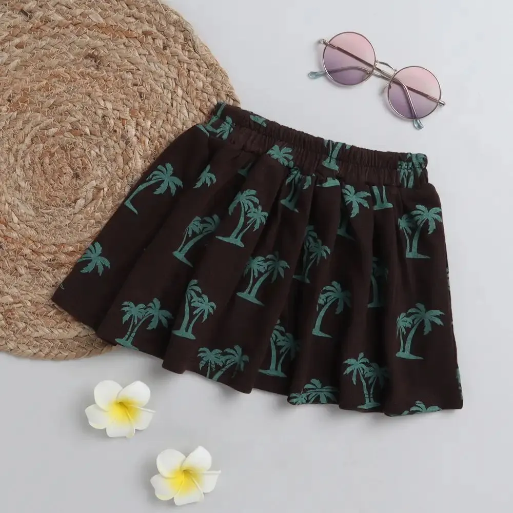 Palm Trees Printed Skirt