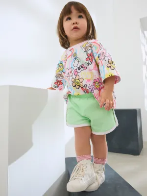 Pink Graffiti 100% Cotton Top & Shorts Set (3mths-7yrs)