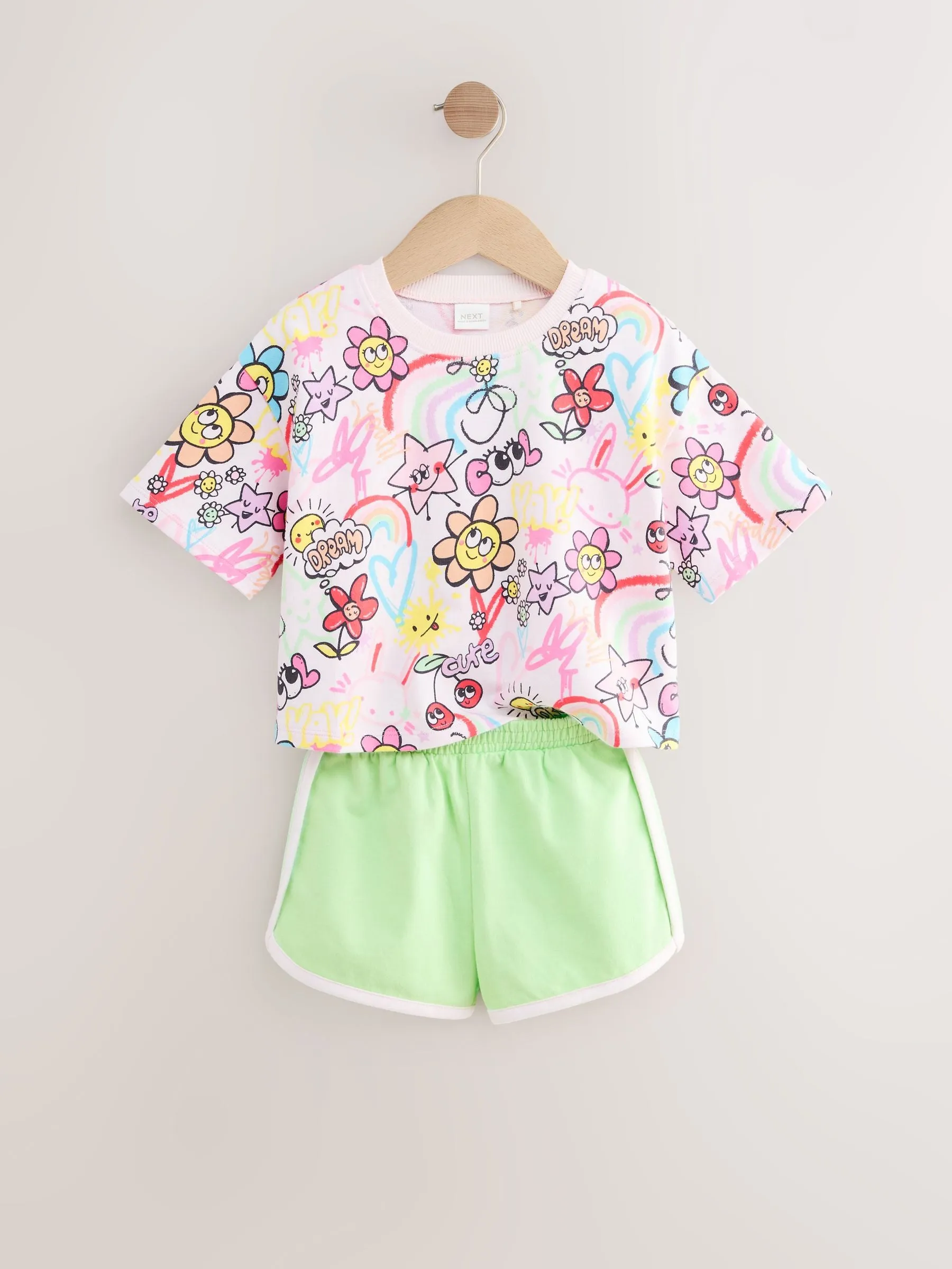 Pink Graffiti 100% Cotton Top & Shorts Set (3mths-7yrs)