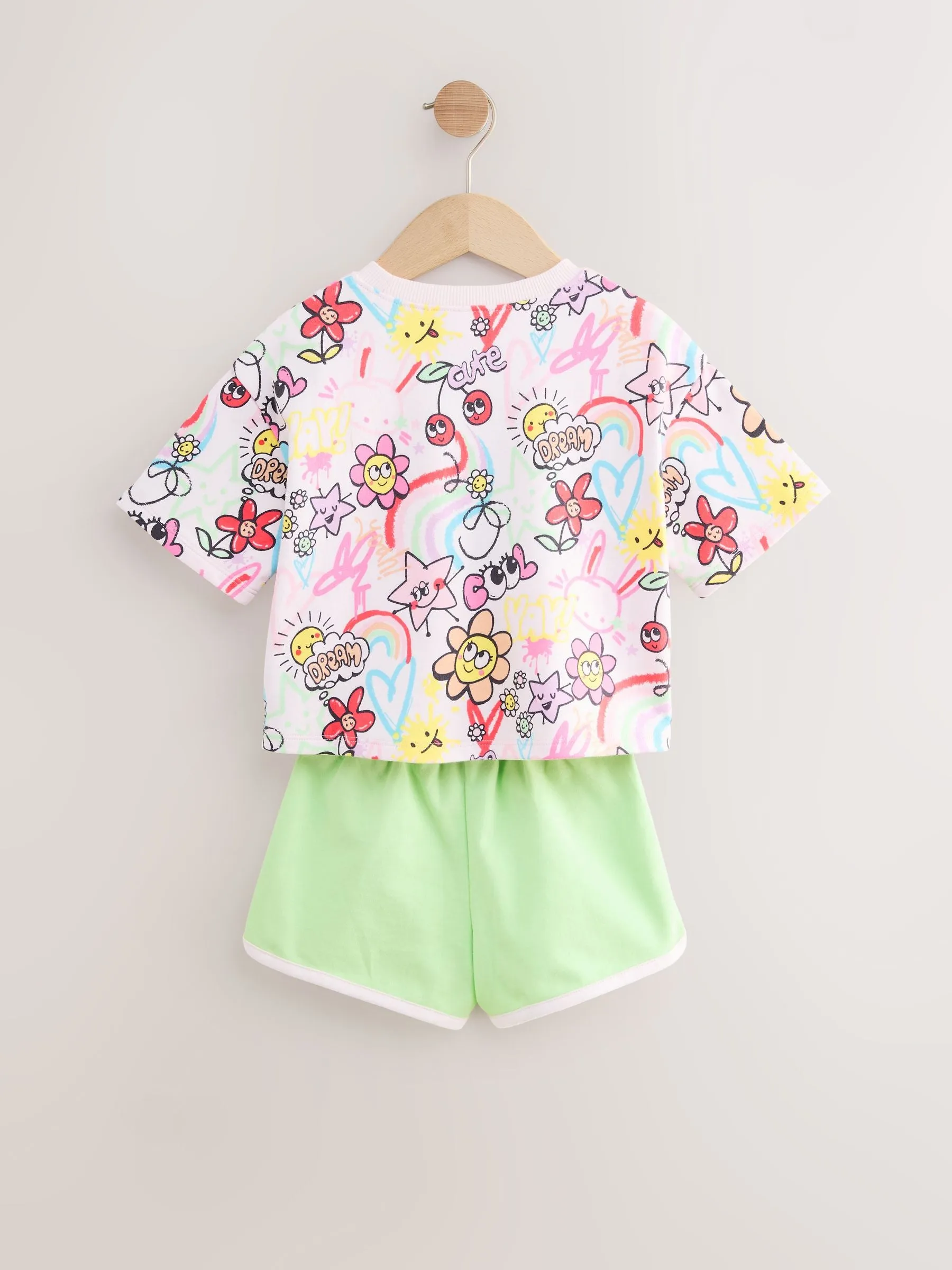 Pink Graffiti 100% Cotton Top & Shorts Set (3mths-7yrs)