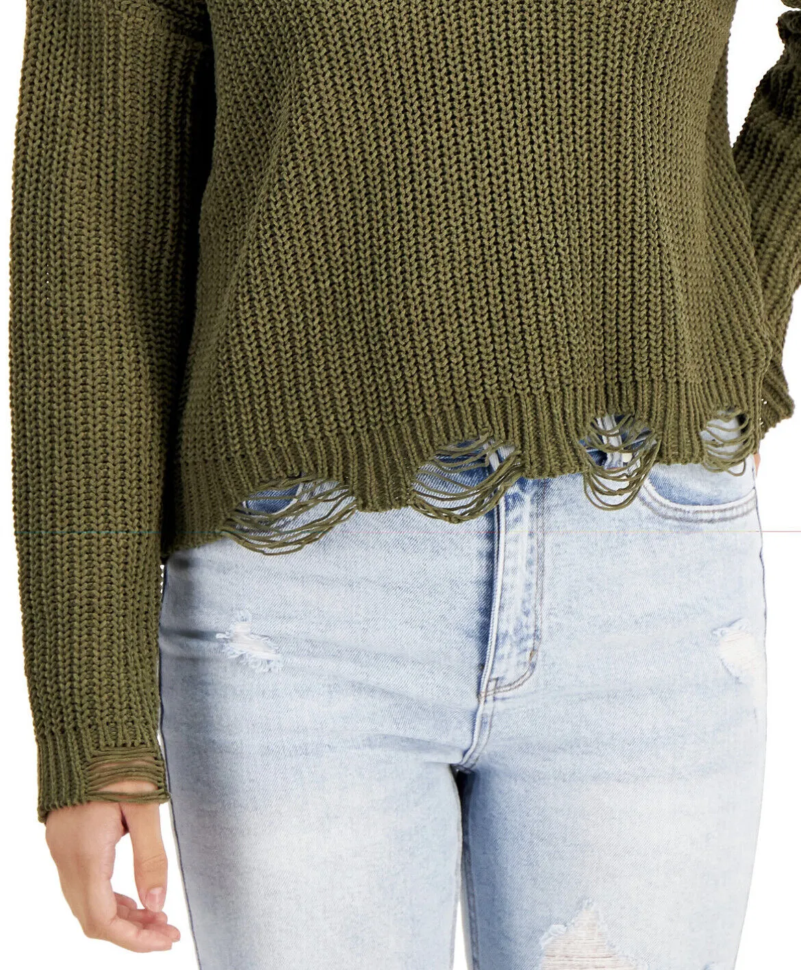 Planet Gold Juniors' Deconstructed Chenille Sweater