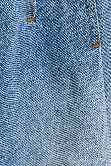 Pleated Detail Denim Shorts - Classic Blue