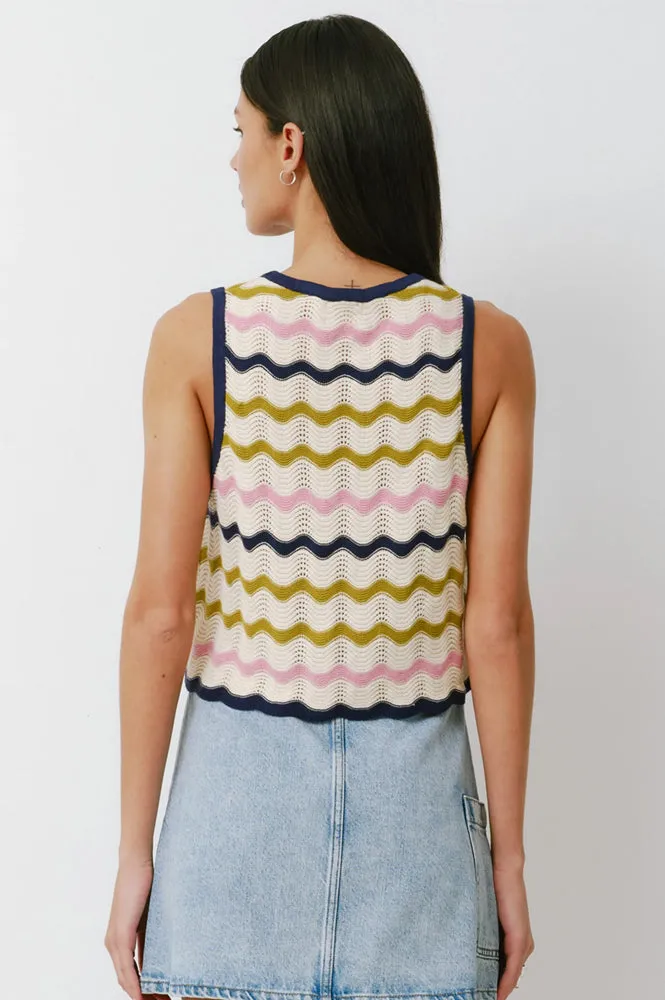 Seventy   Mochi Edie Lime Stripe Tie Vest