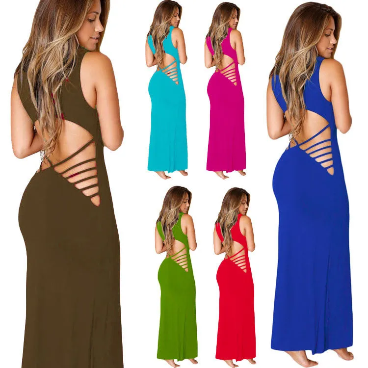 Sexy Bandage Hollow Waist Club Party Long Dress