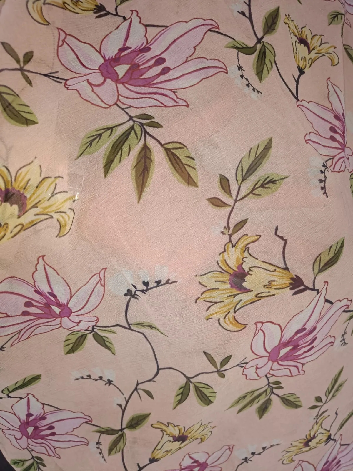 Silk Chiffon Digital Floral Print fabric 60gms 44" wide available in two colors