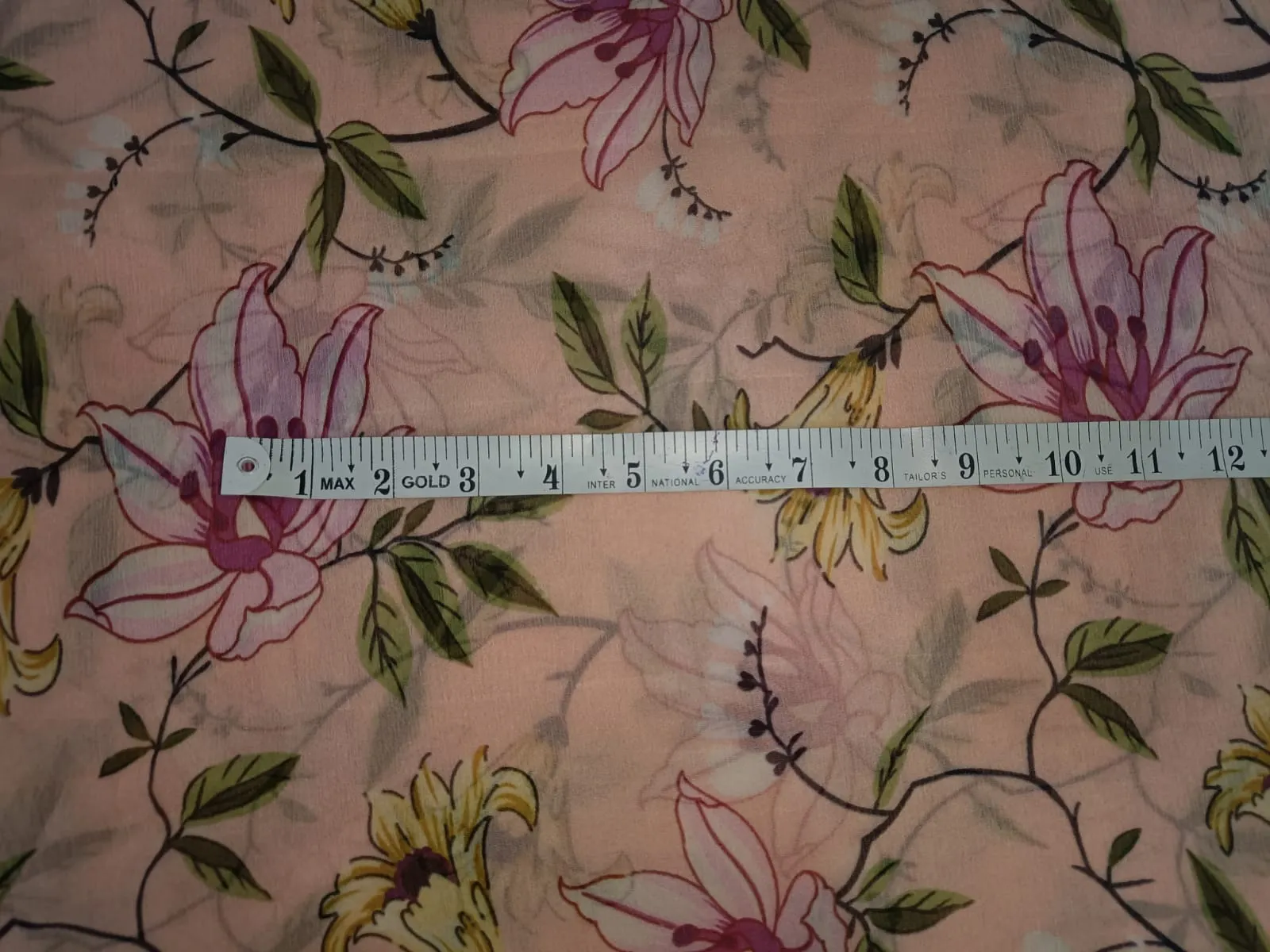 Silk Chiffon Digital Floral Print fabric 60gms 44" wide available in two colors