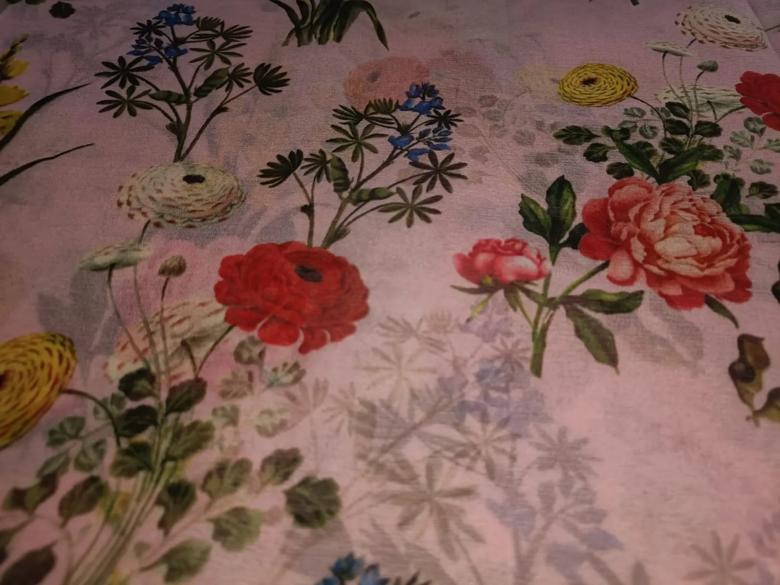 Silk Chiffon Digital Floral Print fabric 60gms 44" wide available in two colors