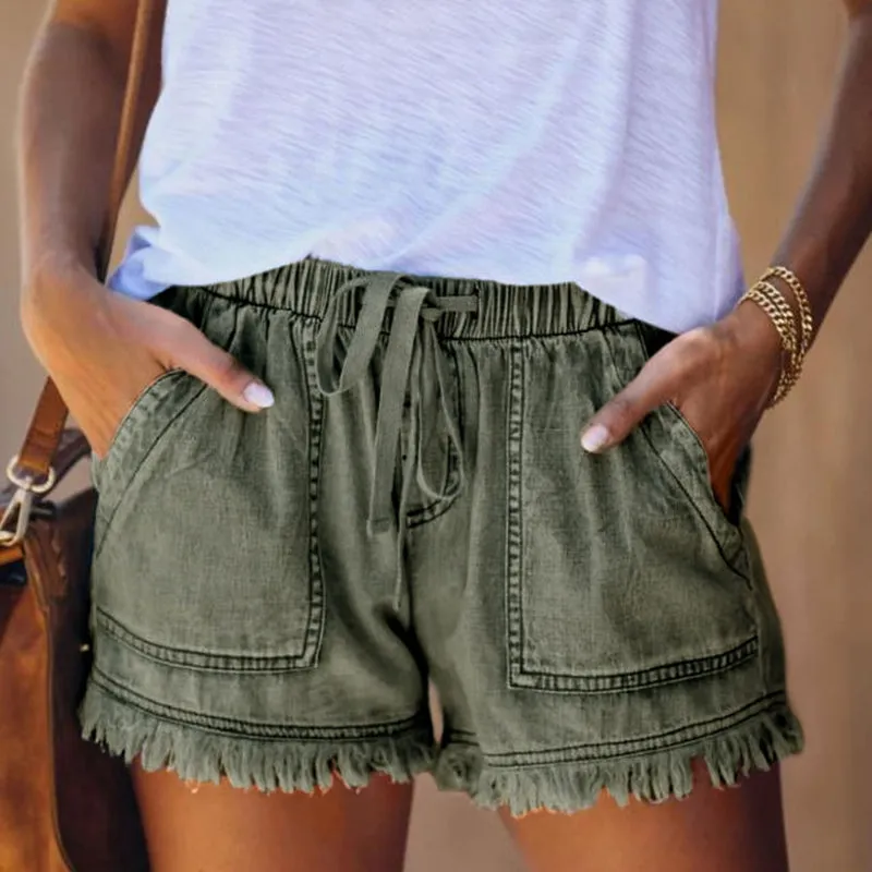 Stella Casual Elastic Waist Drawstring Shorts