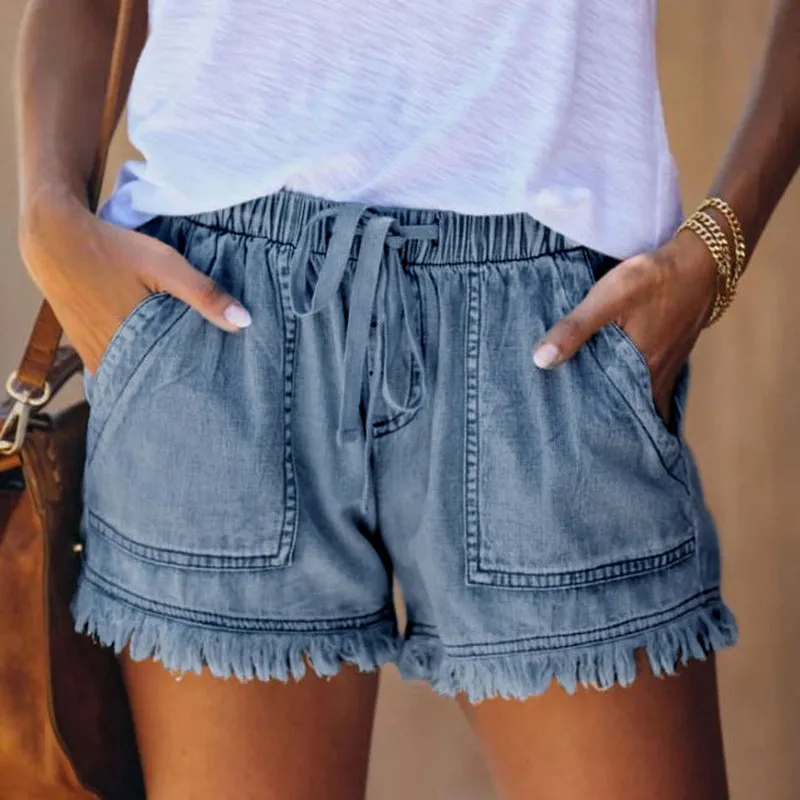 Stella Casual Elastic Waist Drawstring Shorts