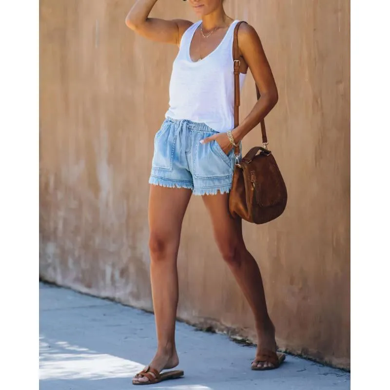 Stella Casual Elastic Waist Drawstring Shorts