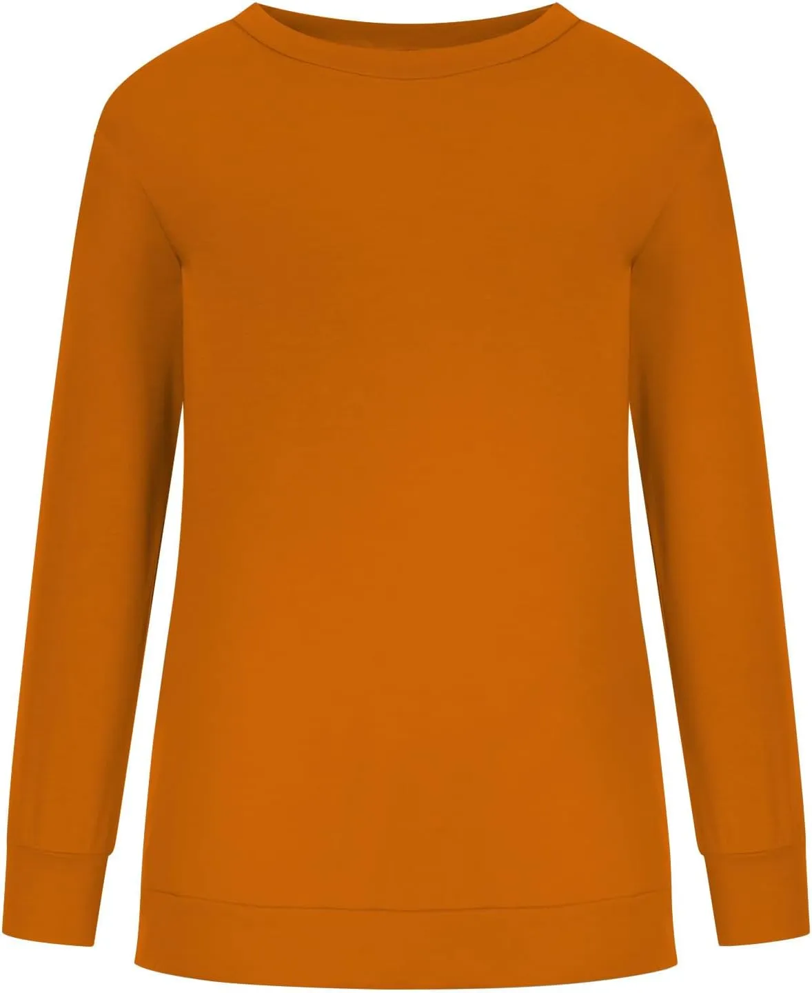 Sweater for Women Round Neck Long Sleeve Sweatshirt Casual Loose Fit Solid Colour Trendy Fall Pullover Tops 2024