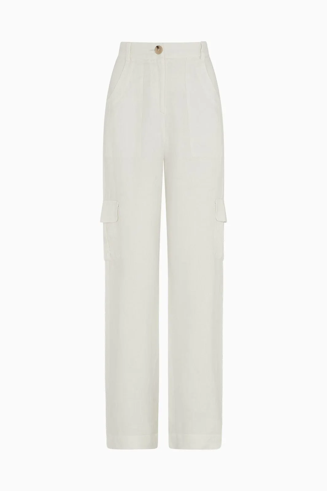 The Carolina Linen Cargo Trousers in off-white