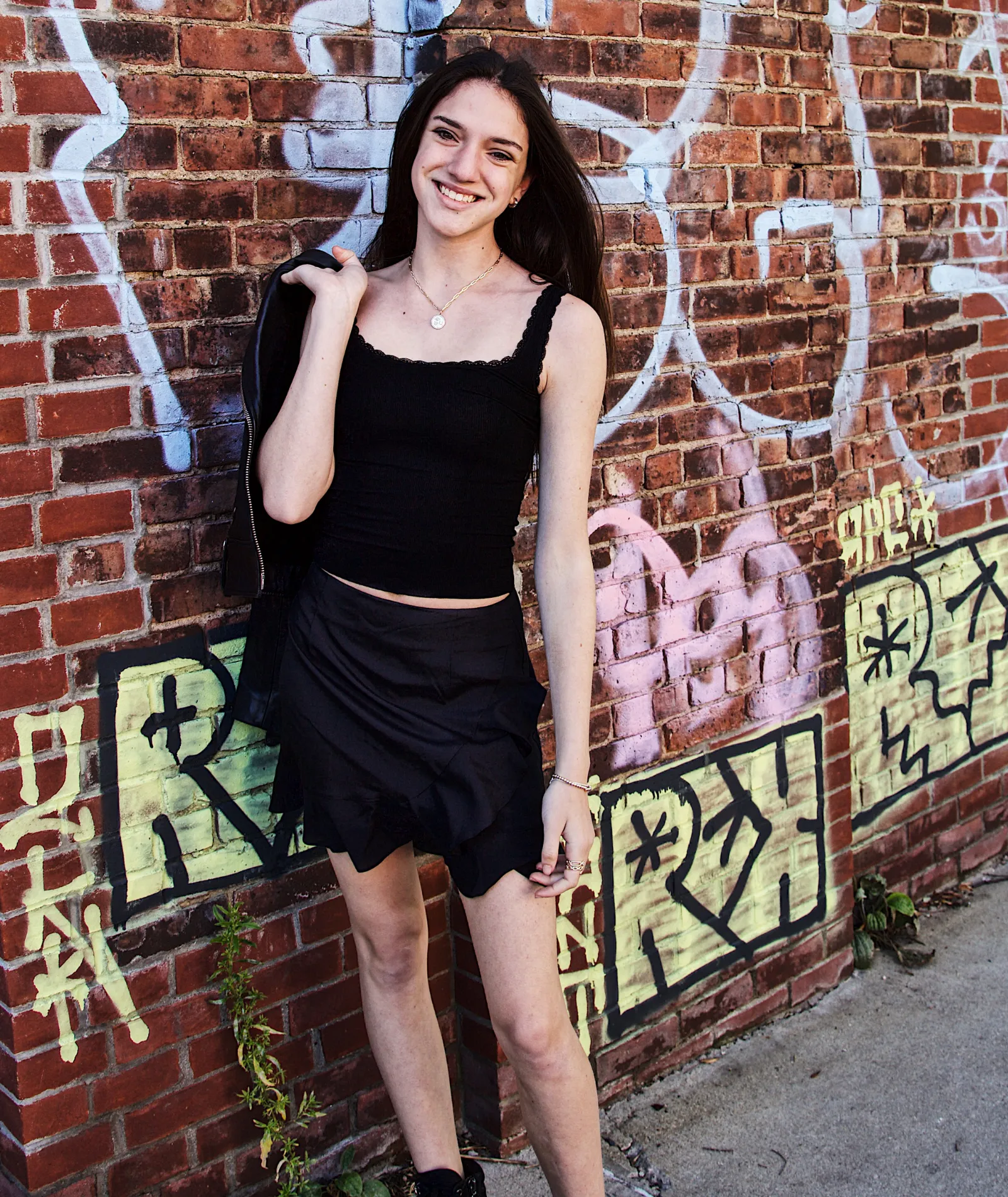 The Gabby Lace Trim Black Tank