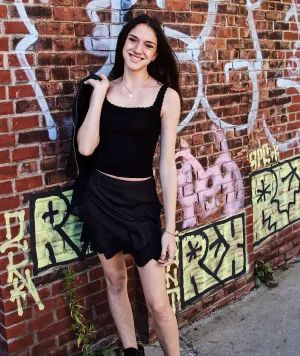 The Gabby Lace Trim Black Tank